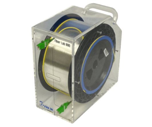 Portable fiber optic network simulation and latency solutions with custom lengths of Corning, OFS, Prysmian, and Sumitomo fibers